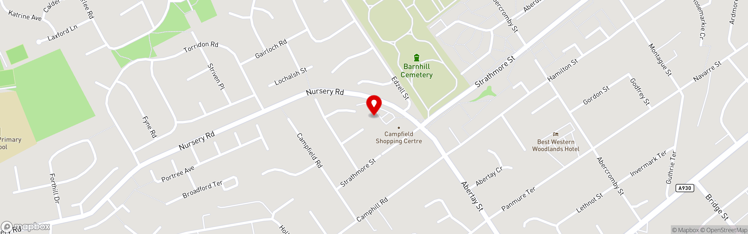 Street map showing the location of The Steeple Fish Bar in Dundee