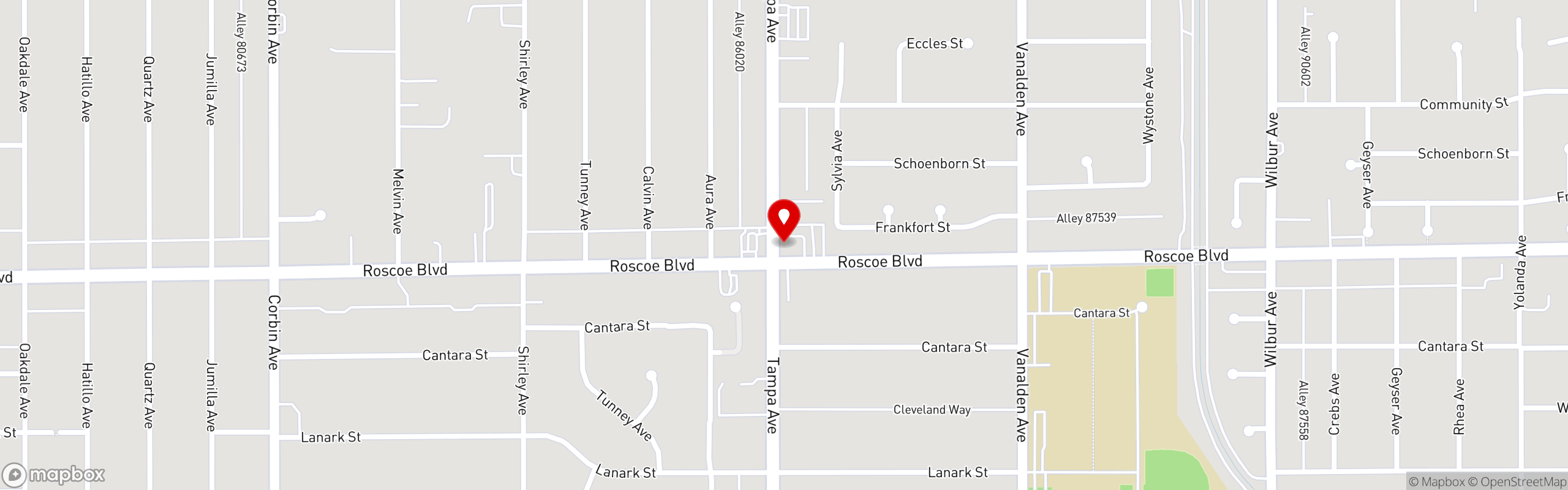 Street map pinning Jerk Wings Cafe in Jerk Wings Cafe Northridge