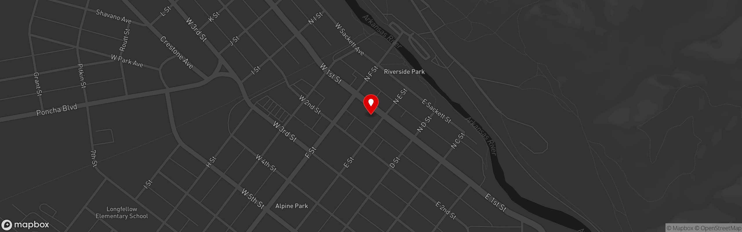 Street map pinning Osake Steak and Sushi Bar in Osake Steak and Sushi Grill - Salida