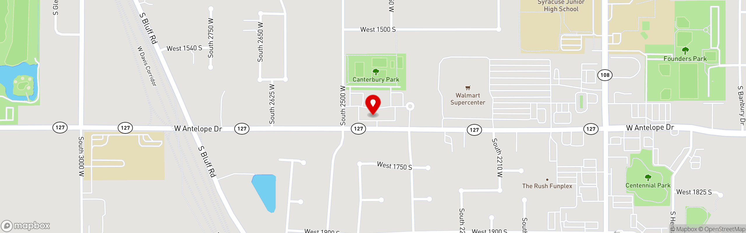 Street map pinning Hug-Hes American Kitchen and Catering in Syracuse