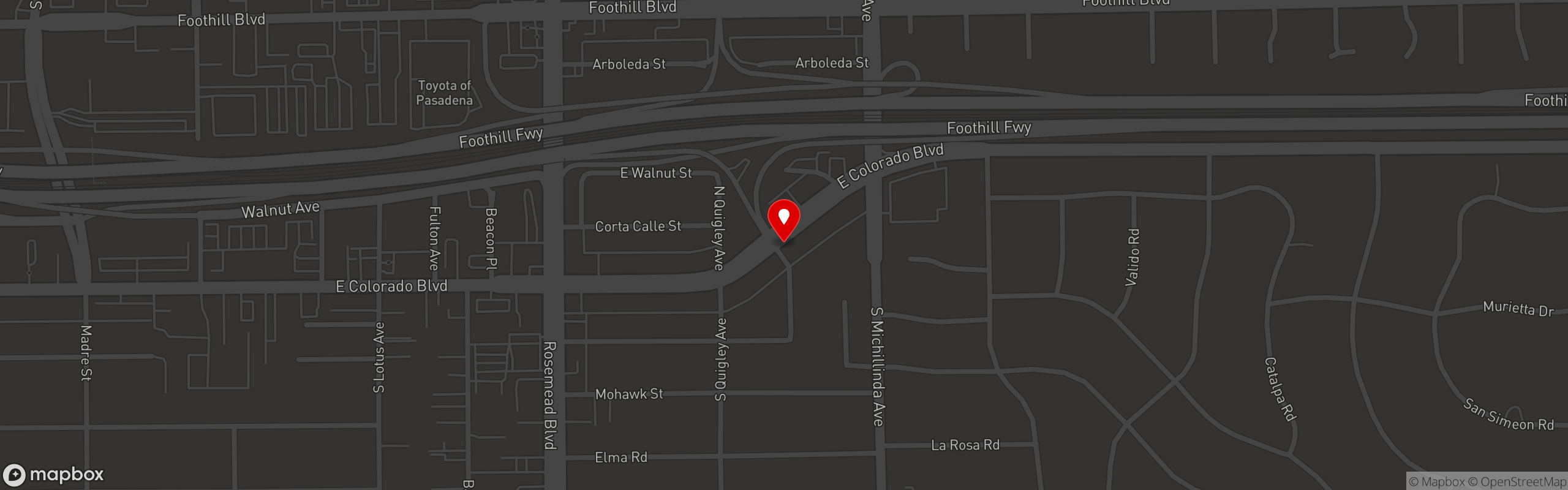 Street map pinning The Original Tops in Pasadena