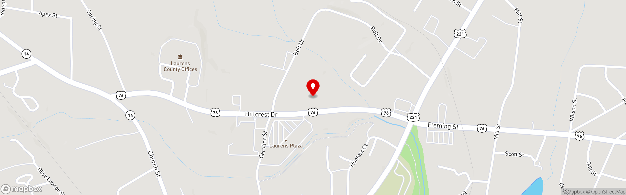 Street map pinning Whiteford's of Laurens in Whiteford's Laurens