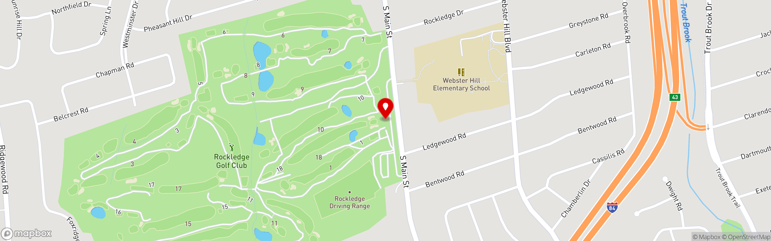 Street map pinning Rockledge Grille in Rockledge Grille