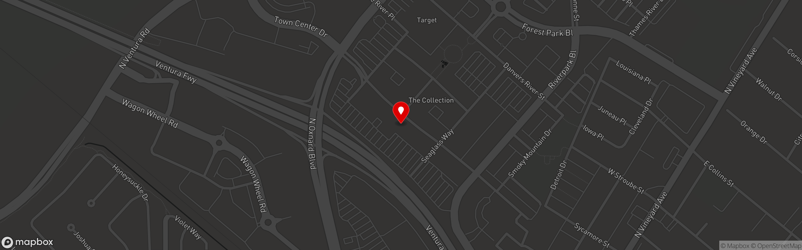 Street map pinning Larsen's Restaurants in Larsen's Grill – Oxnard