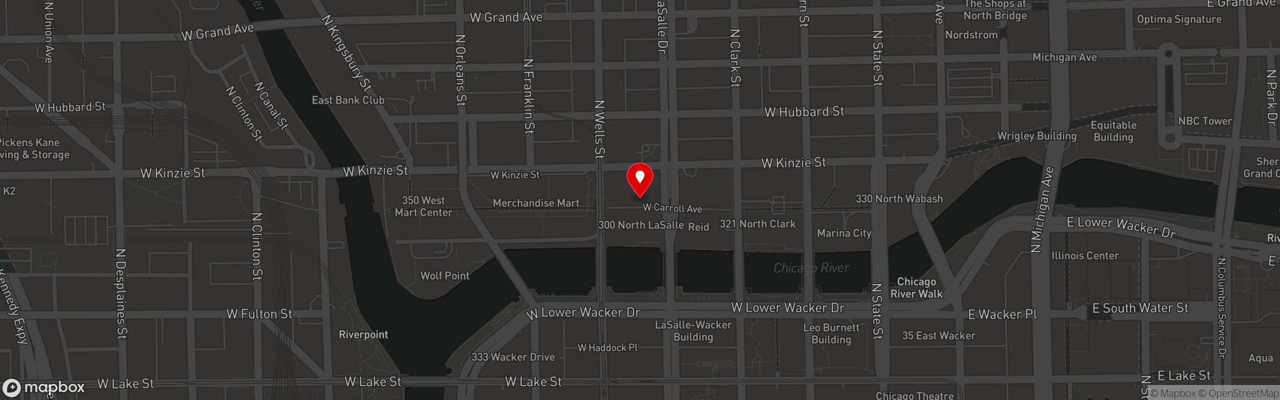 Street map pinning Moe's Cantina in River North