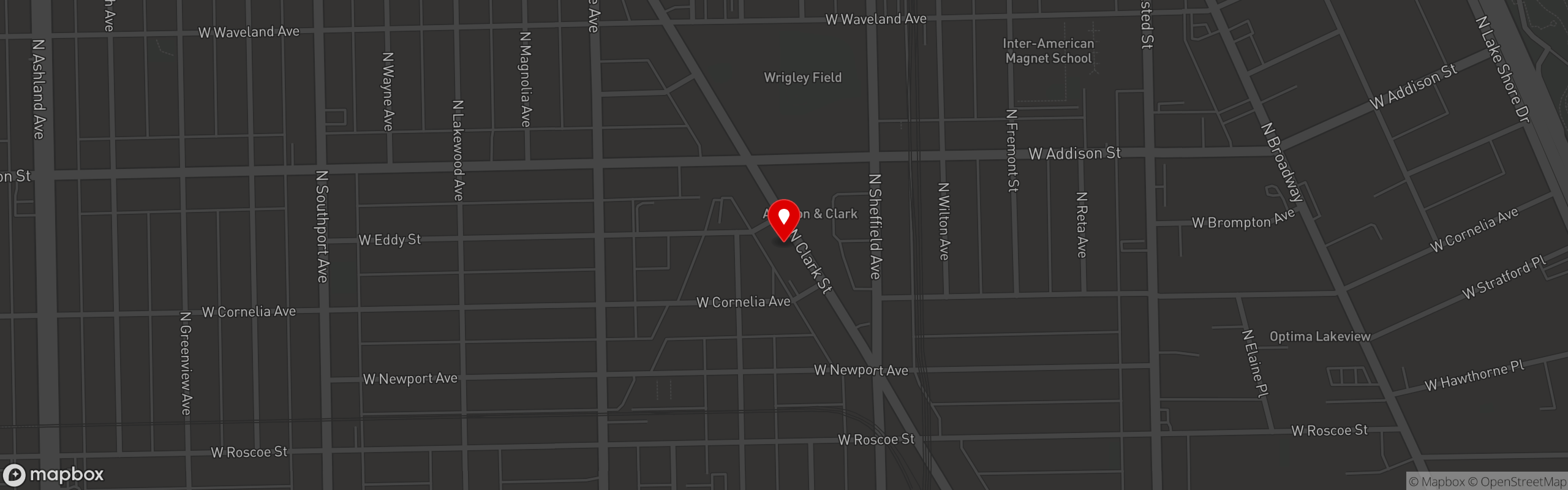 Street map pinning Moe's Cantina in Wrigleyville