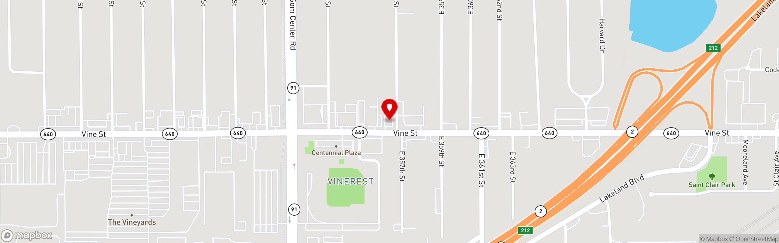 Street map pinning Crowley's in Eastlake