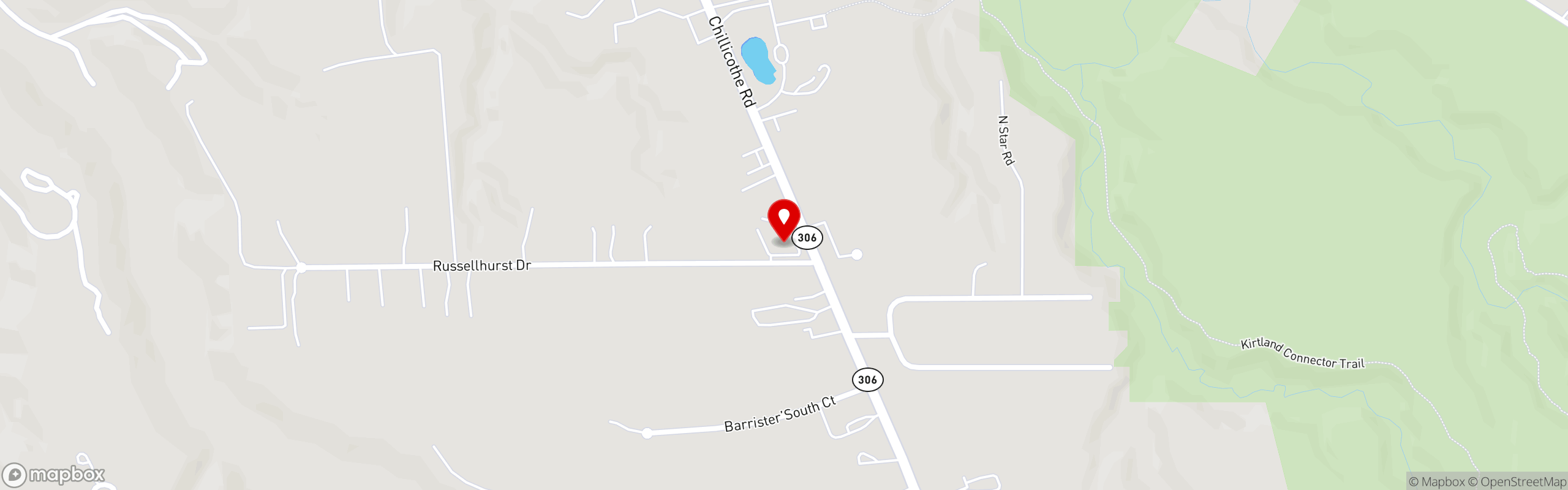 Street map pinning Crowley's in Kirtland