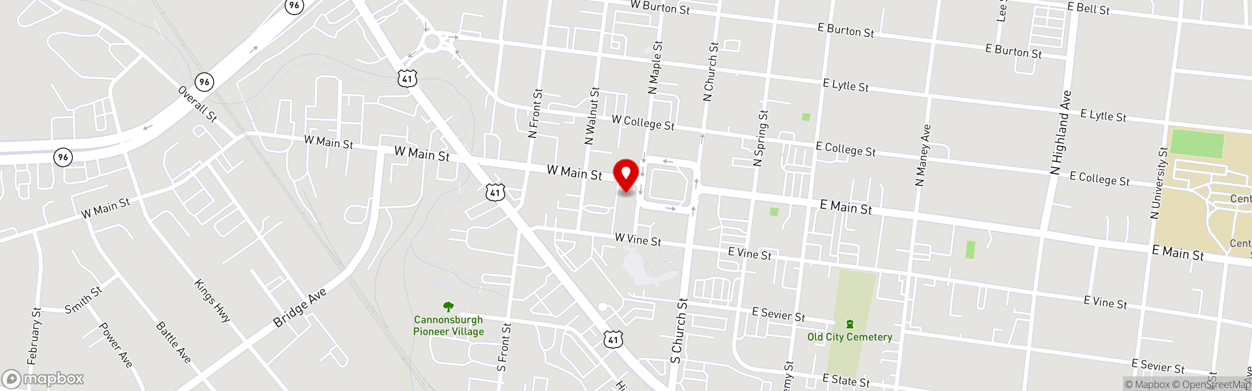 Street map pinning Domenico's Italian Deli in Downtown Murfreesboro