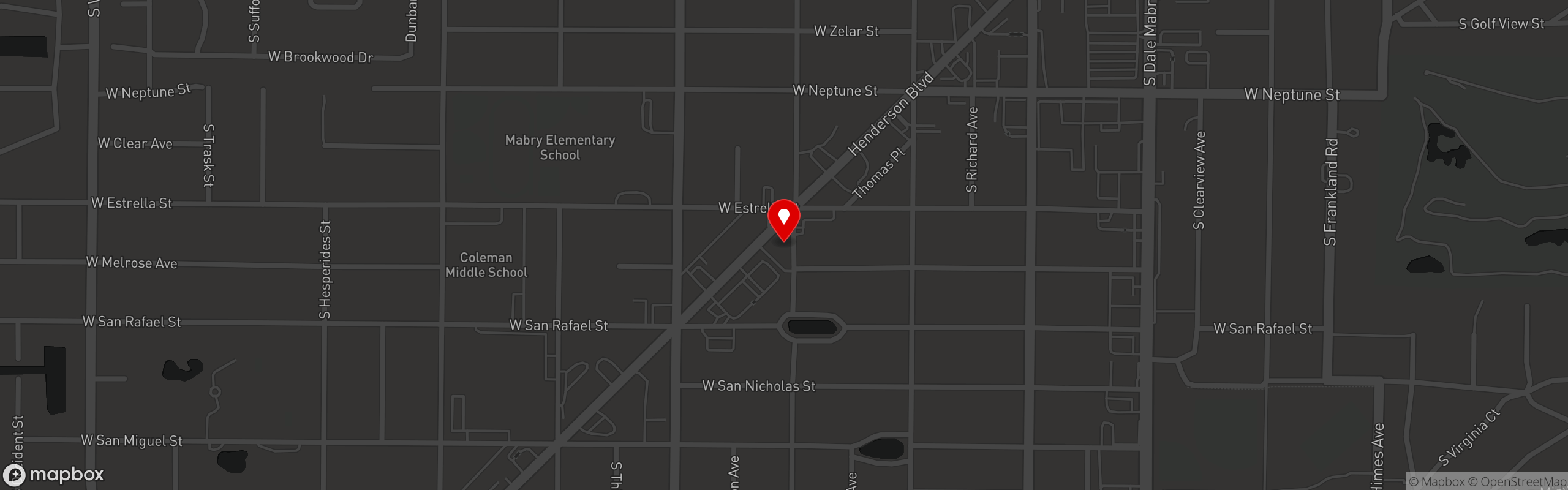 Street map pinning The Blind Goat Food & Drink Co. in The Blind Goat Food & Drink Co