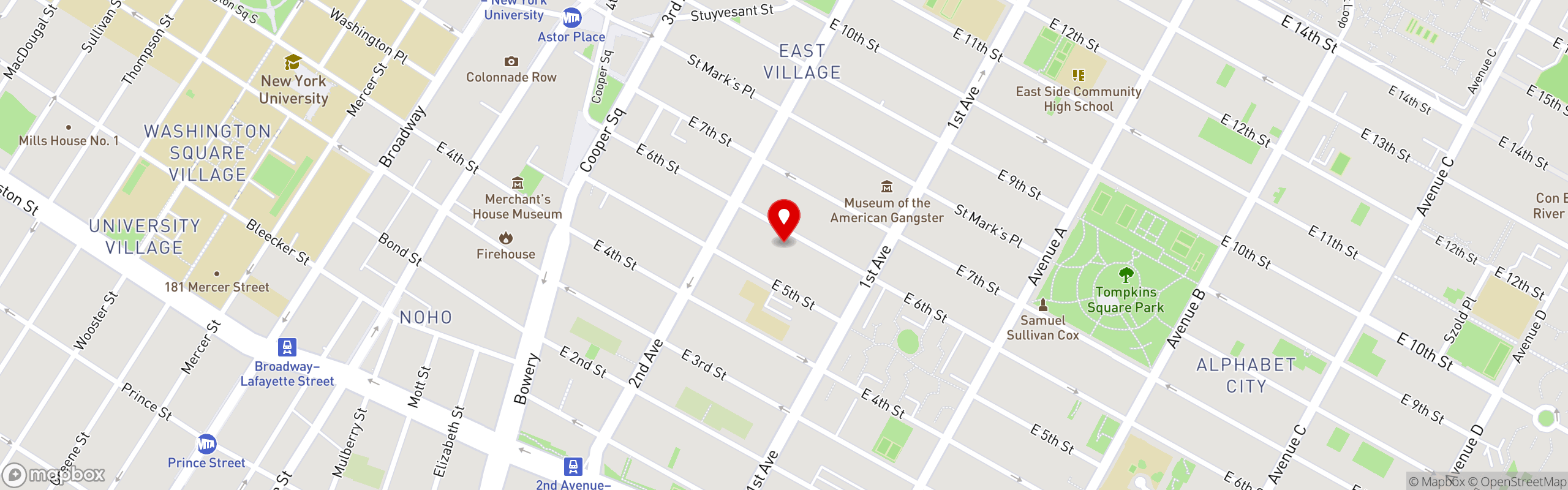 Street map pinning Malai Marke in Malai Marke - E 6th St