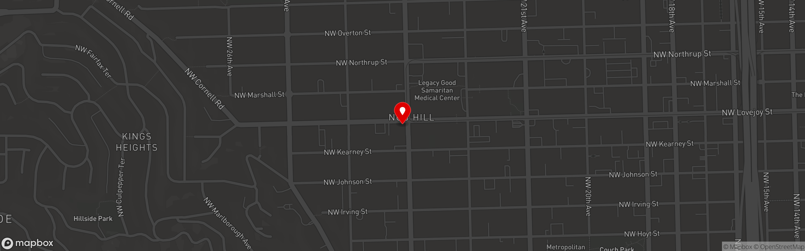 Street map pinning Nob Hill Bar and Grill in Nob Hill Bar & Grill