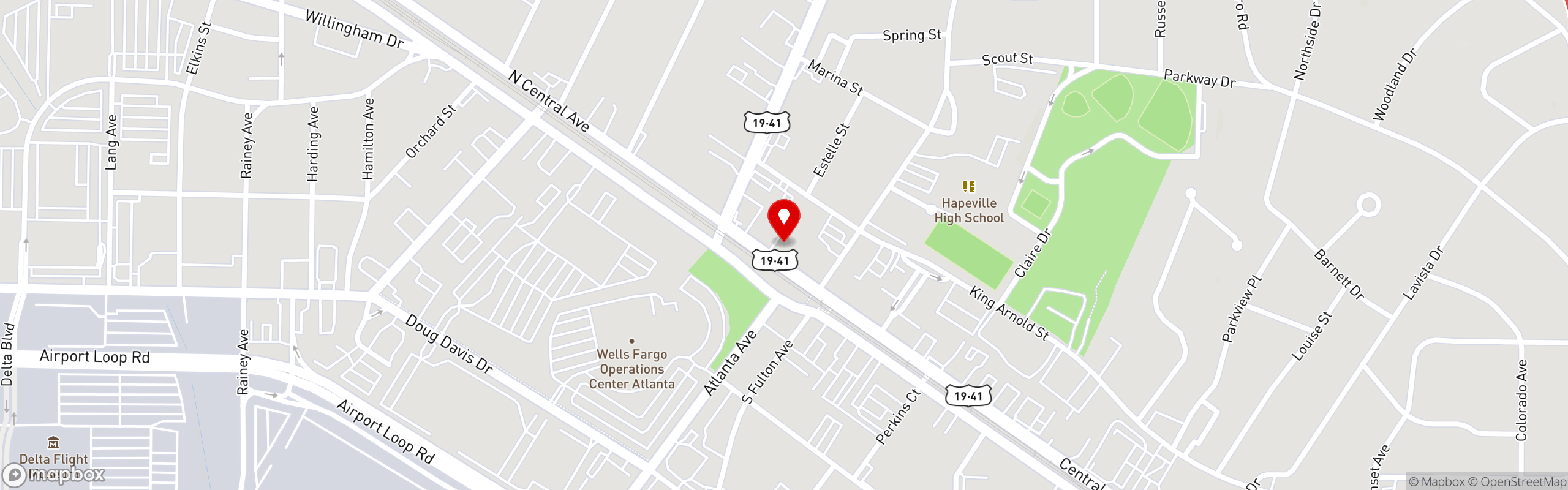 Street map pinning FolkArt in Hapeville, GA