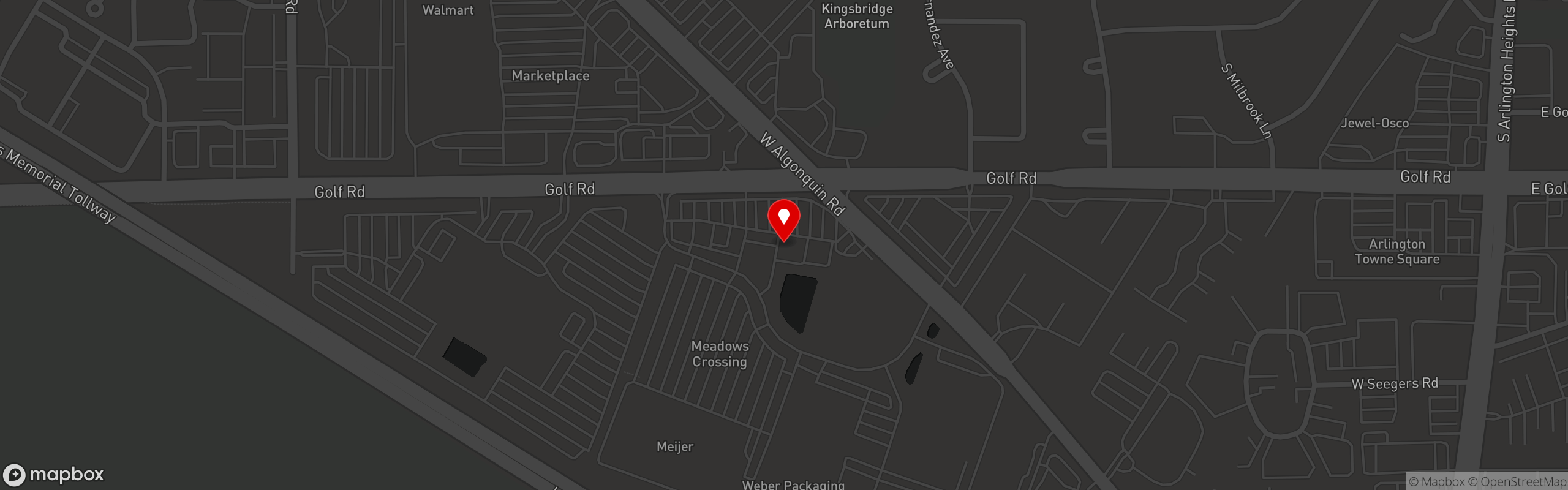 Street map pinning Pita Pita Mediterranean Grill in Rolling Meadows
