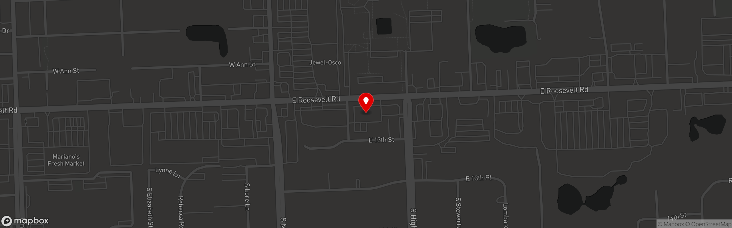 Street map pinning Pita Pita Mediterranean Grill in Lombard