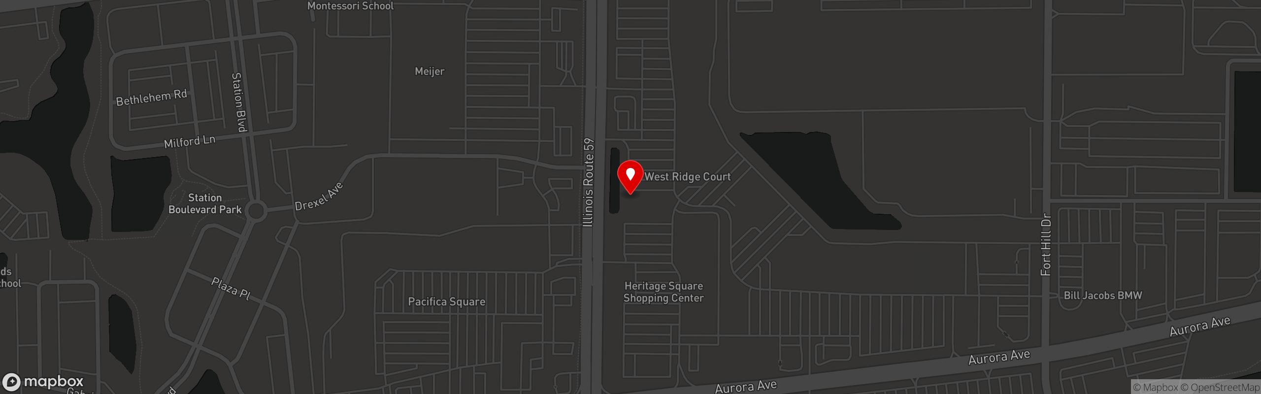 Street map pinning Pita Pita Mediterranean Grill in Naperville