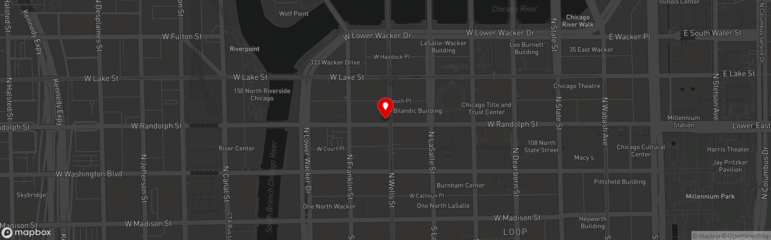 Street map pinning Pita Pita Mediterranean Grill in North Loop