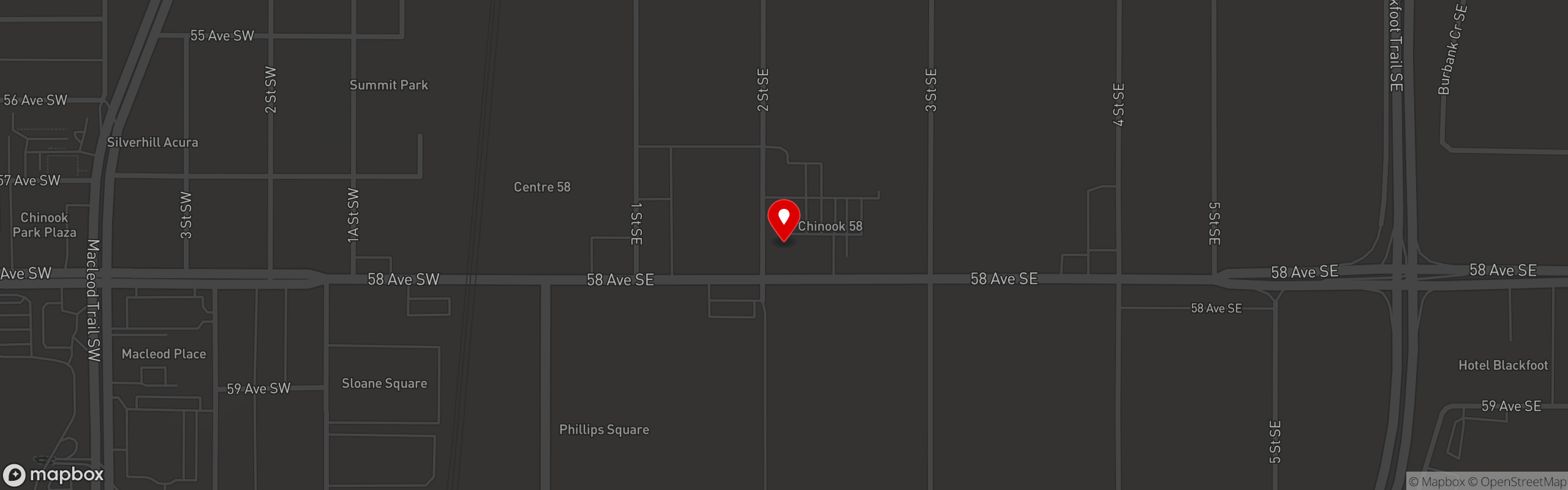 Street map pinning Red's Diner in Red's Diner 58th