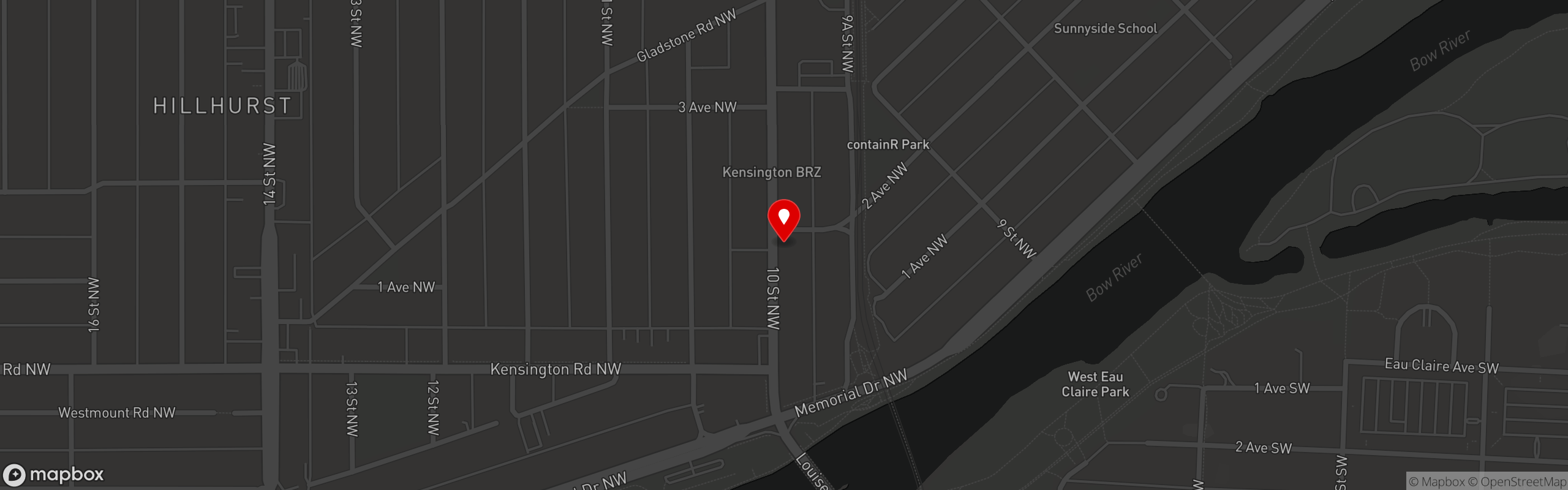 Street map pinning Red's Diner in Red's Diner in Kensington