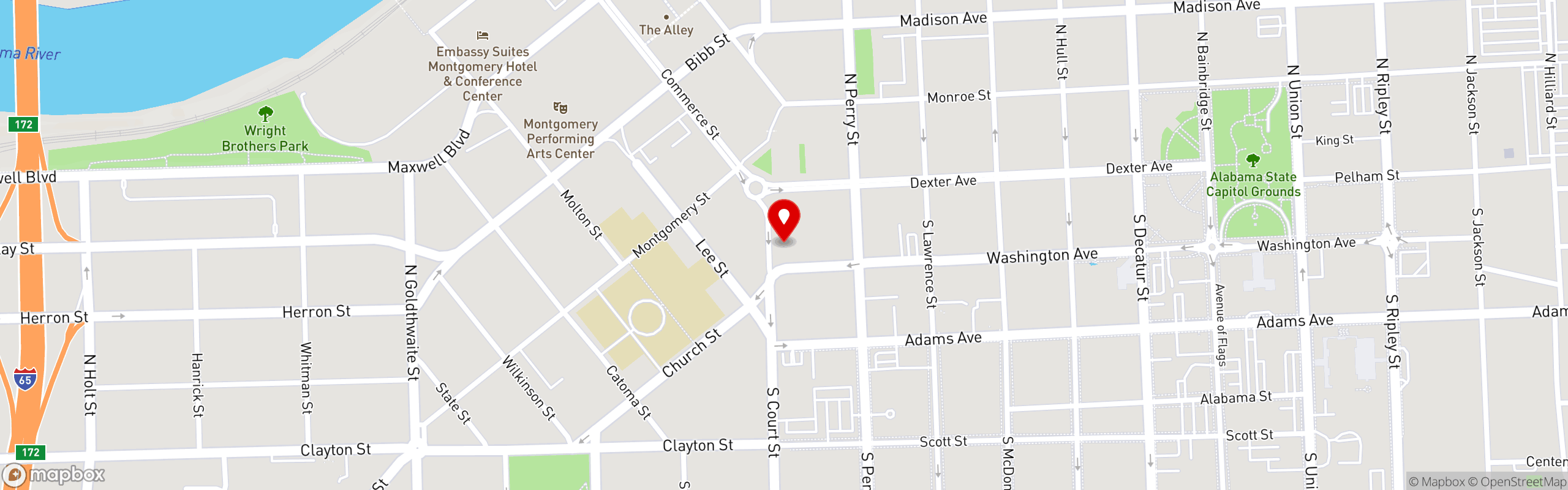 Street map pinning Oliver's in Oliver's - Montgomery