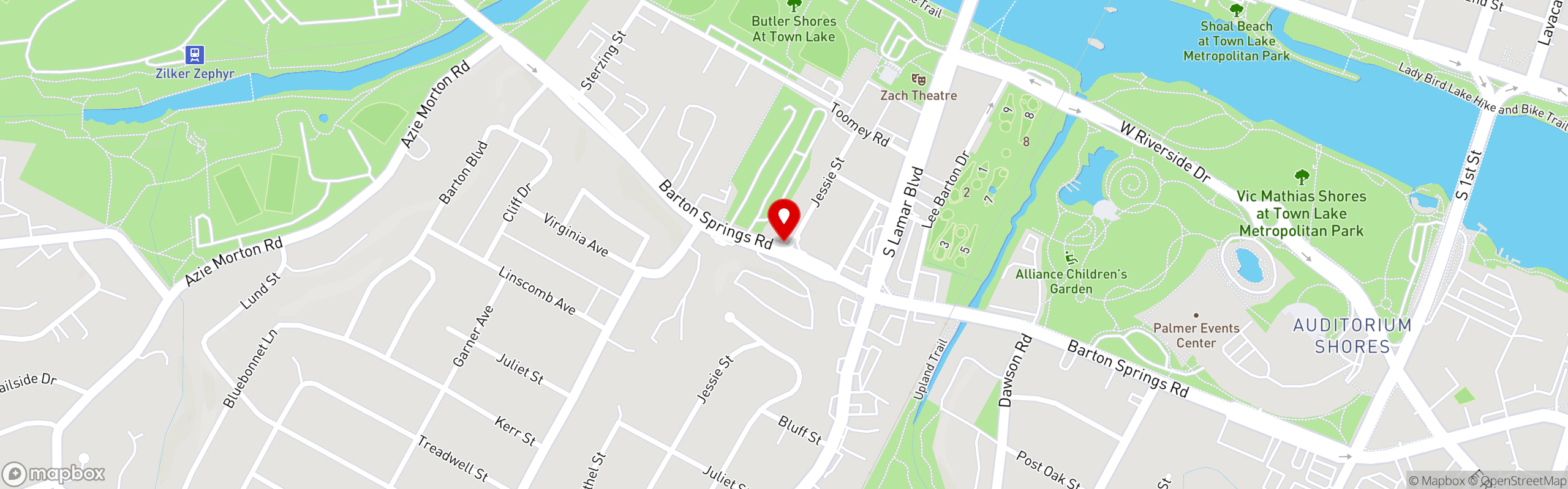 Street map pinning Juliet Italian Kitchen in Juliet - Barton Springs