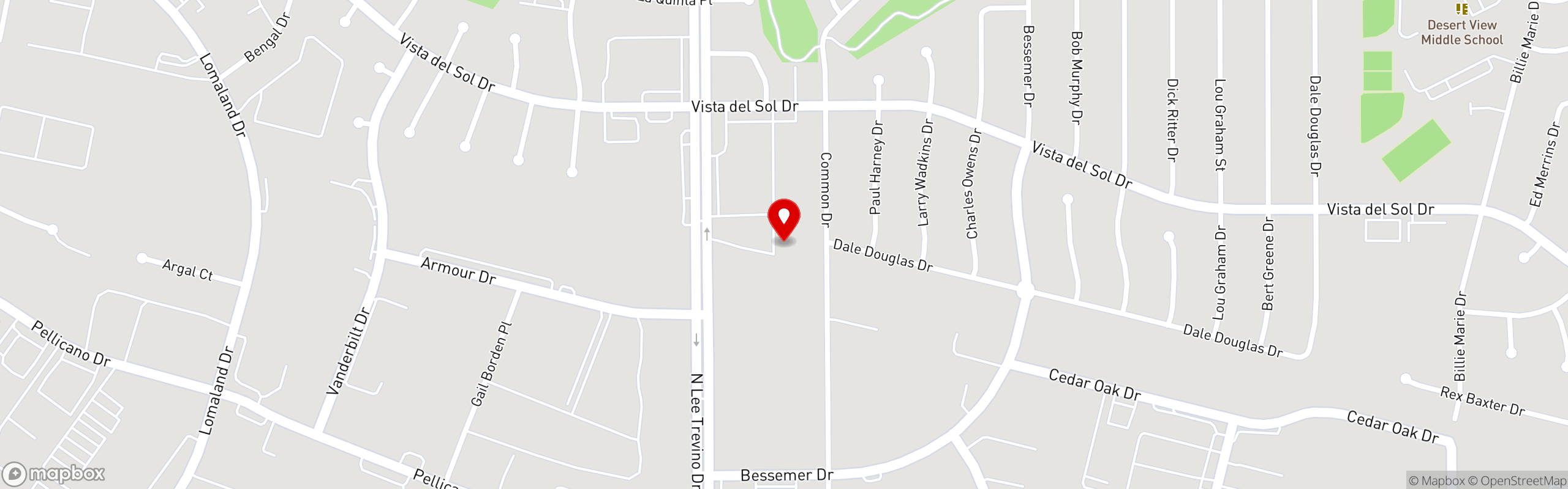 Street map pinning Border City Ale House in El Paso