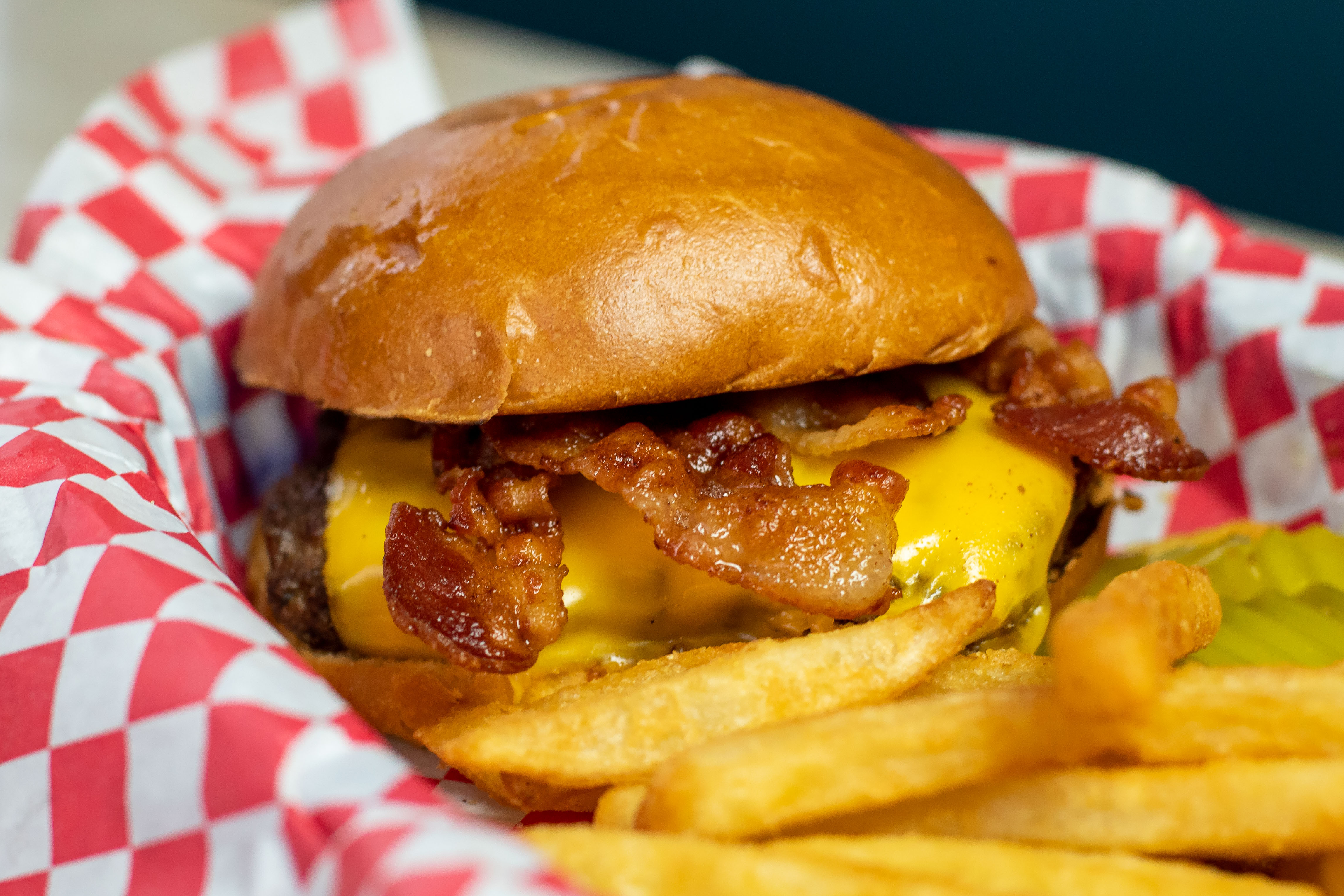 Double Bacon Cheeseburger And Fries 6386