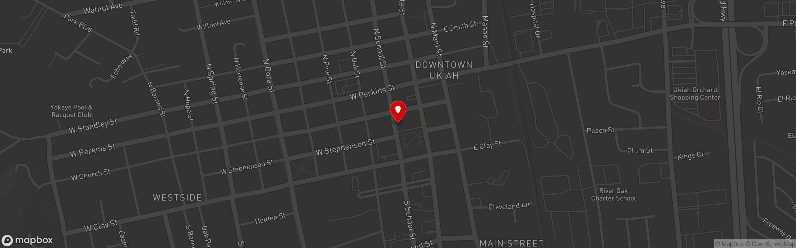 Street map pinning The Thirsty Axe in Ukiah