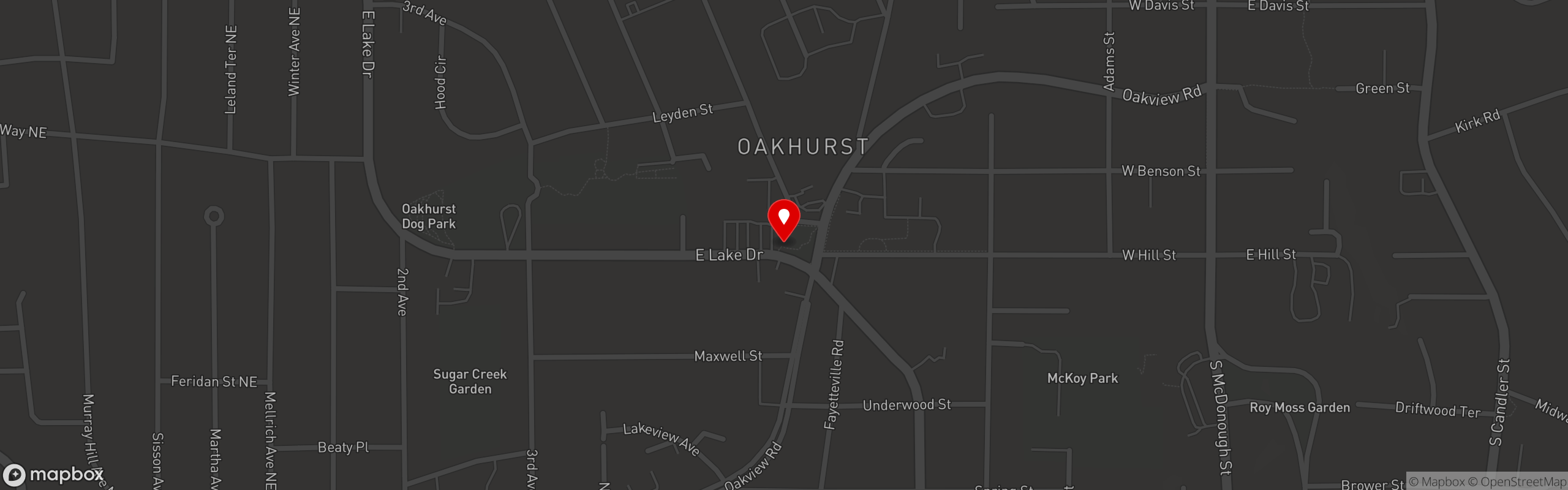 Street map pinning Oakhurst Market in Oakhurst Market