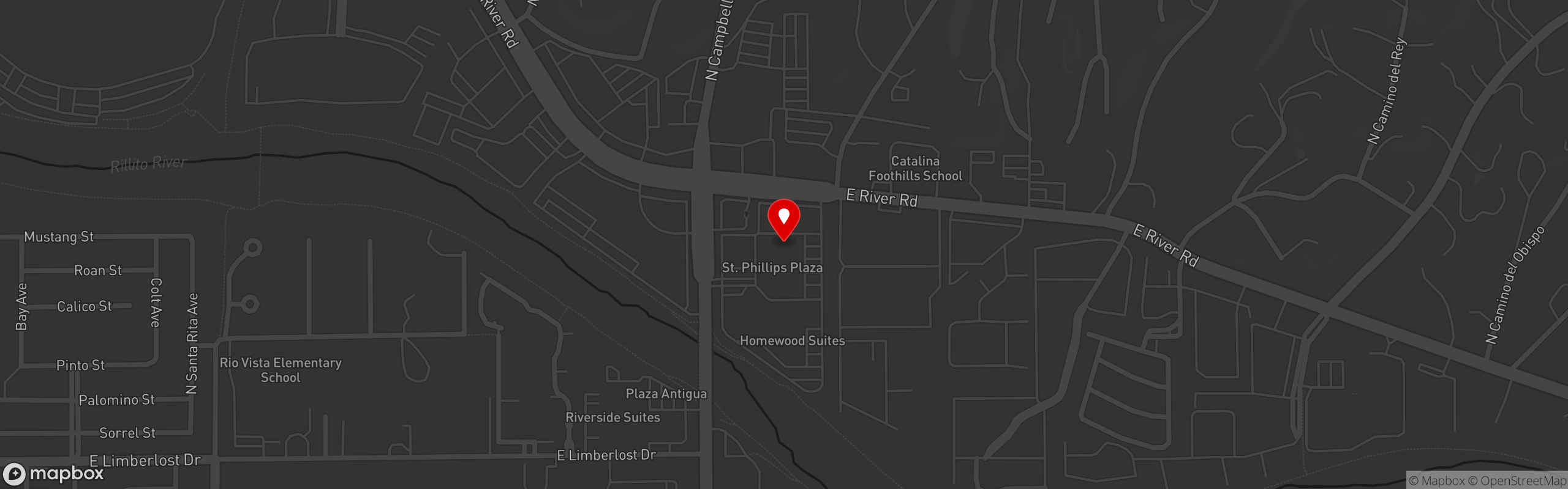 Street map pinning Proof Artisanal Pizza & Pasta in Tucson