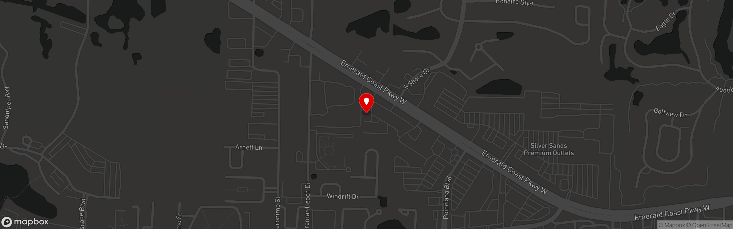 Street map pinning Outcast Sushi in Outcast Sushi