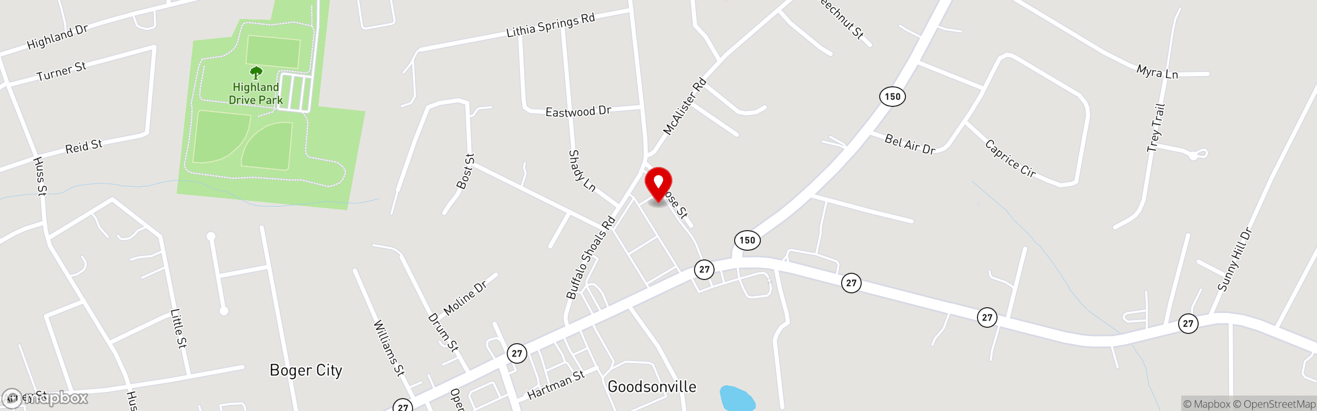 Street map pinning Miami Fusion Café in Miami Fusion Café - Lincolnton