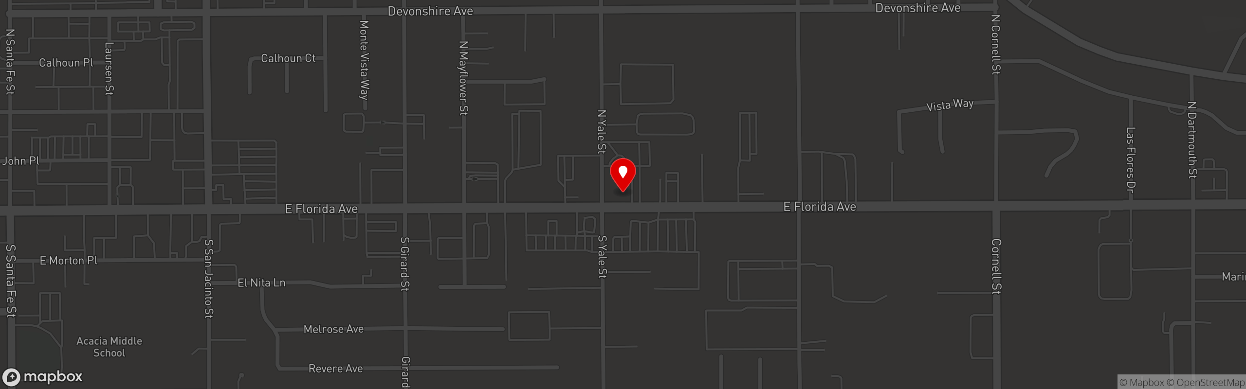 Street map pinning Little Angie's Restaurant in Hemet