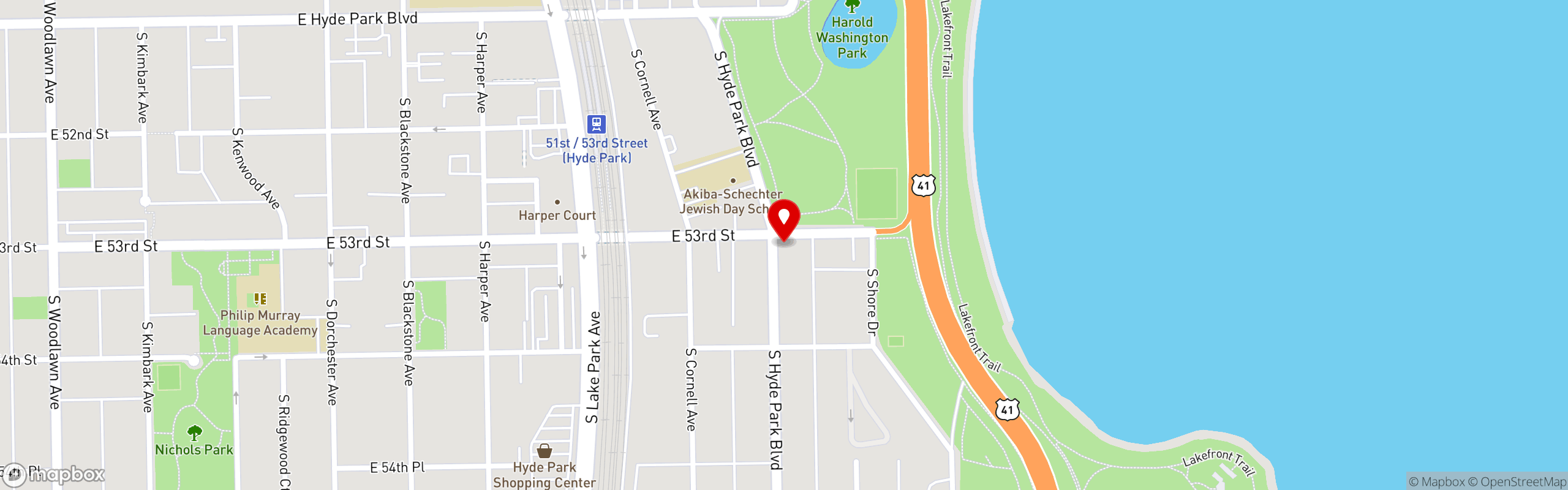 Street map pinning Sip & Savor in Sip & Savor | 53rd Street - HydePark