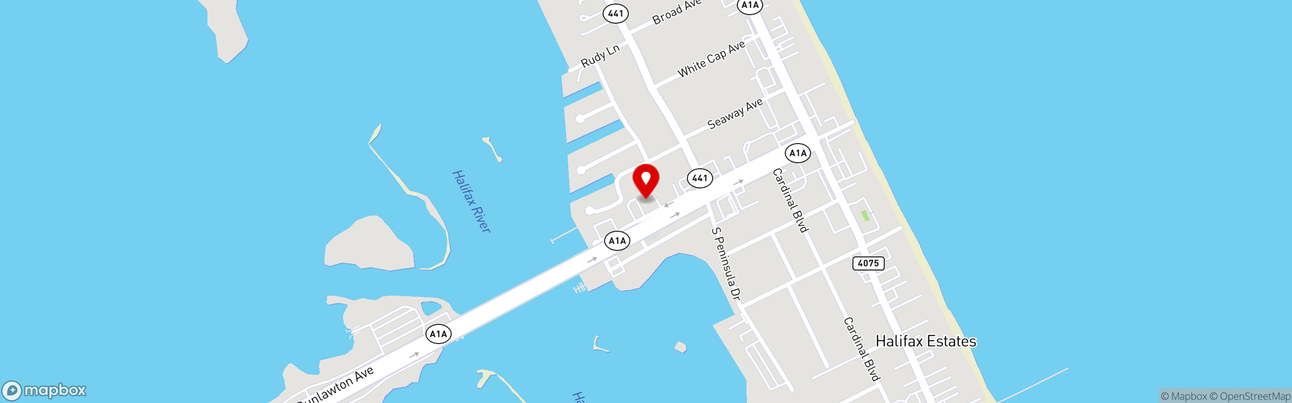 Street map pinning Dunes Brewing in Dunes Brewing