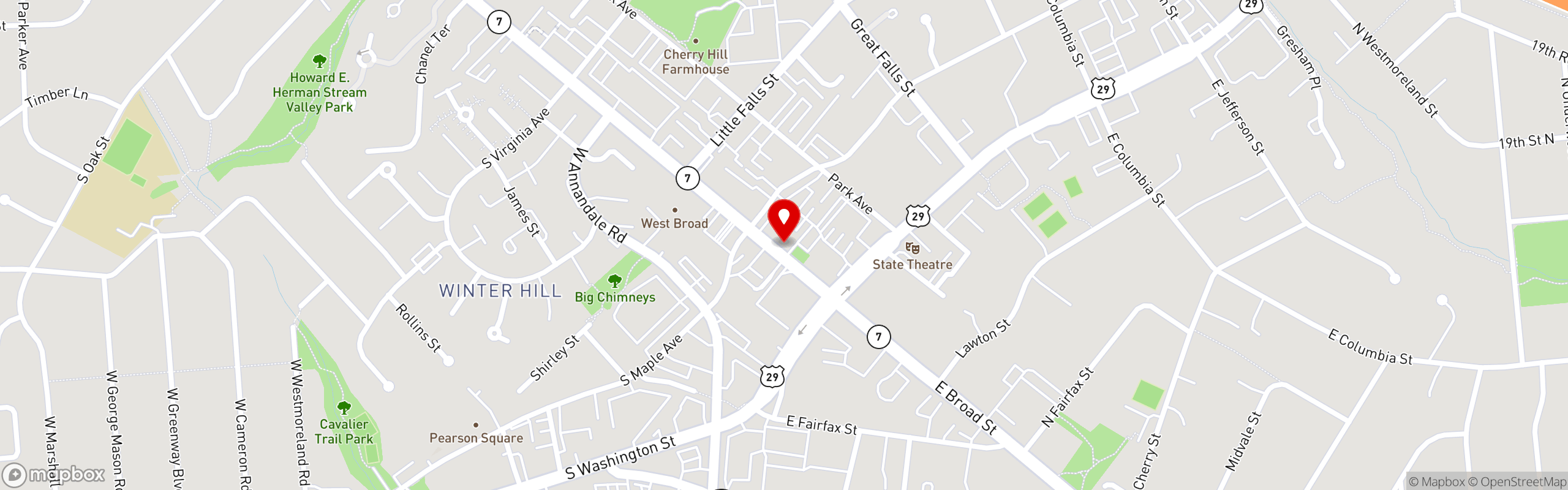 Street map pinning Dogwood Tavern in Dogwood Tavern