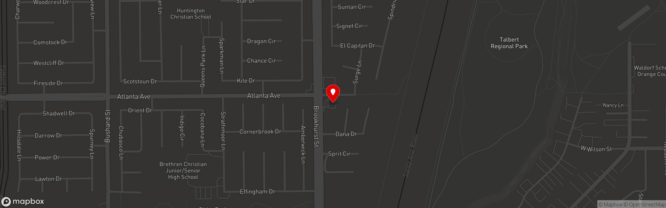 Street map pinning Dos Amigos Cantina in Dos Amigos Mexican Cantina