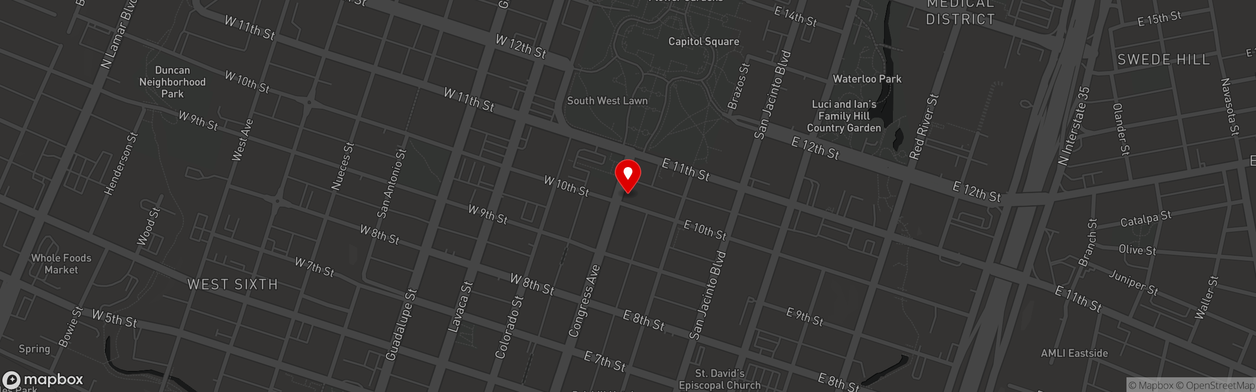 Street map pinning Capitol Cafe in Congress Ave