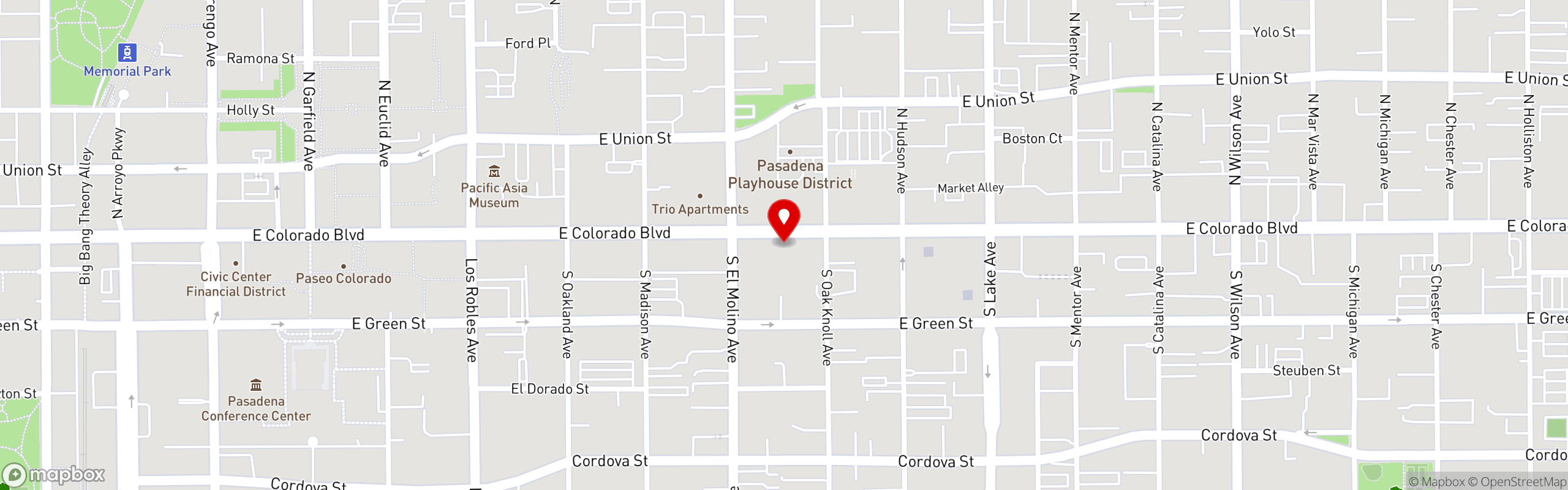Street map pinning Yahaira's Cafe in Pasadena