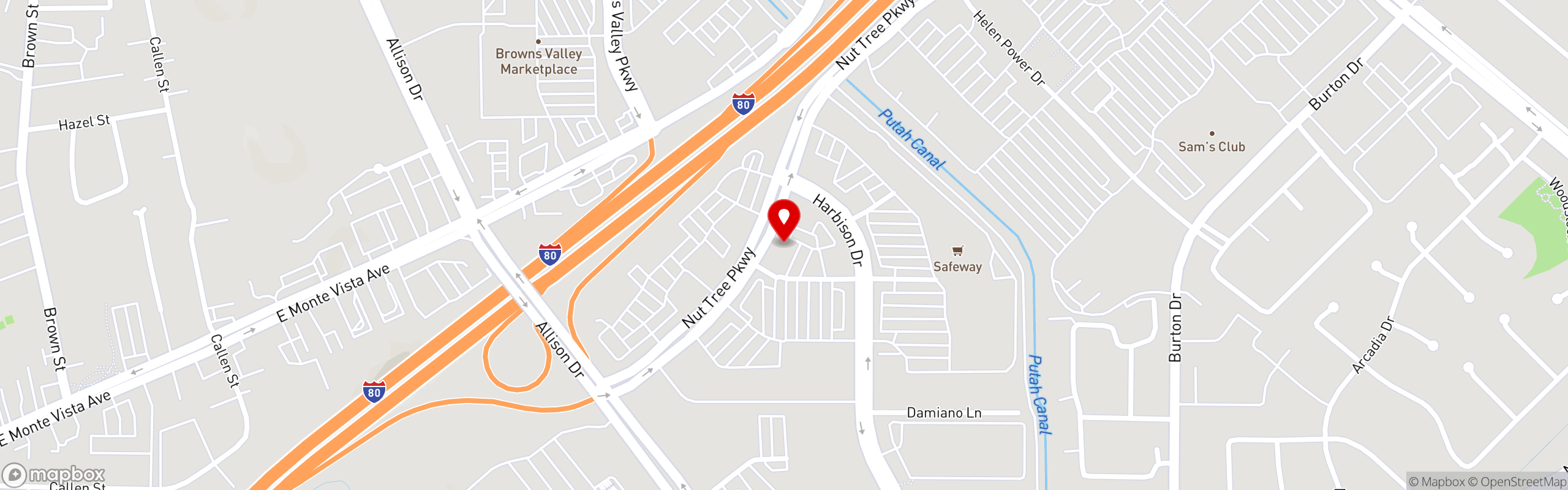 Street map pinning Yo Sushi and Ramen in Yo Sushi - Vacaville