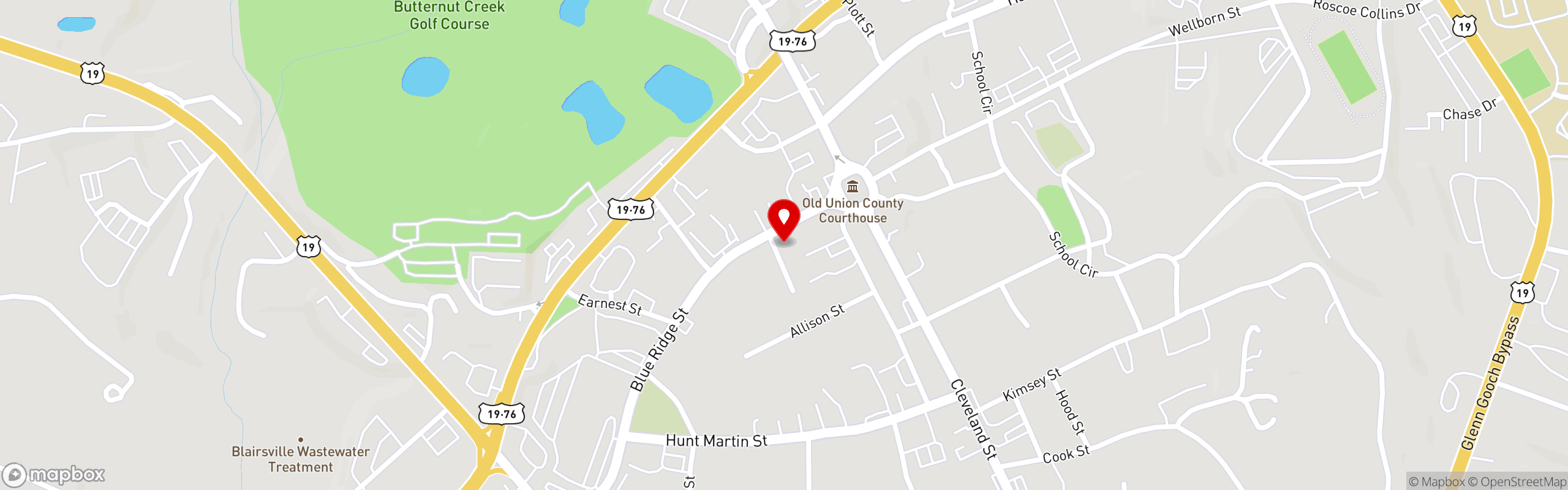 Street map pinning Lucky's Taqueria & Cantina in Lucky's Taqueria & Cantina