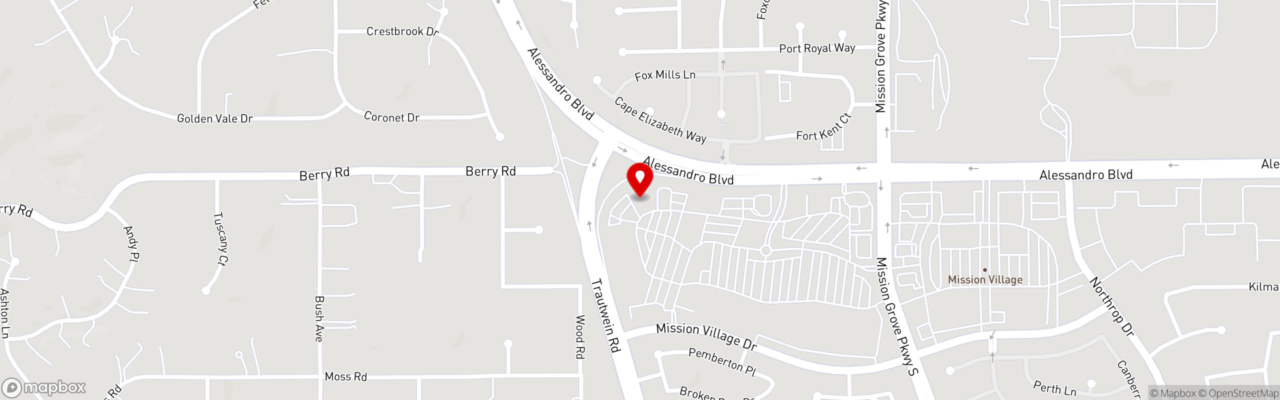 Street map pinning Cactus Cantina in Riverside