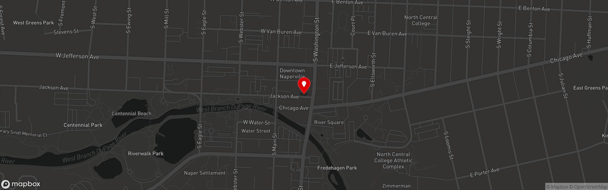 Street map pinning JoJo's ShakeBAR in Naperville
