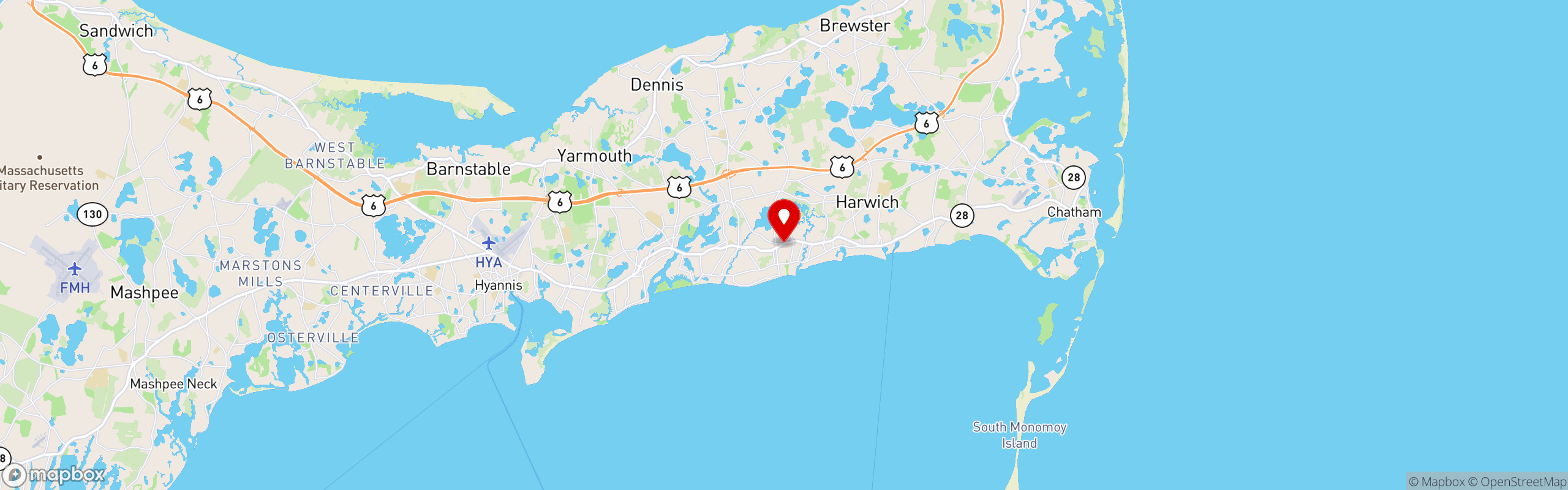 Street map pinning The Den Cape Cod in The Den Cape Cod