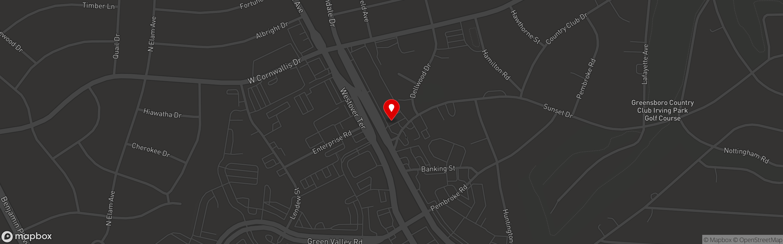 Street map pinning Elizabeth's Pizza in Lawndale Location