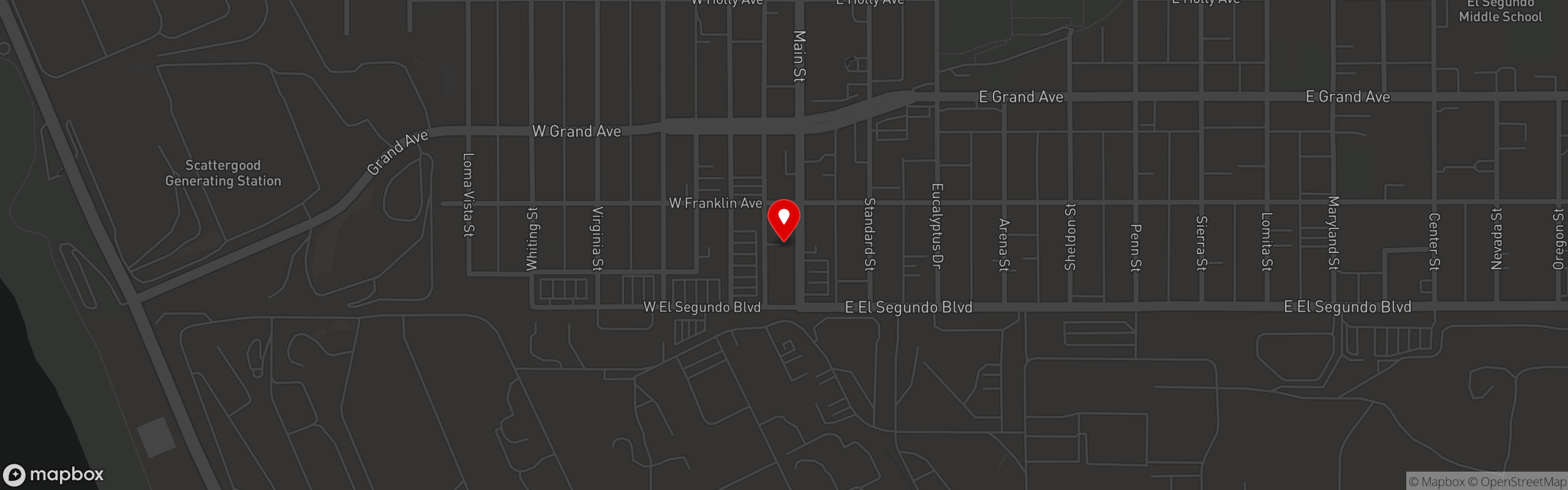 Street map pinning Tavern on Main in El Segundo
