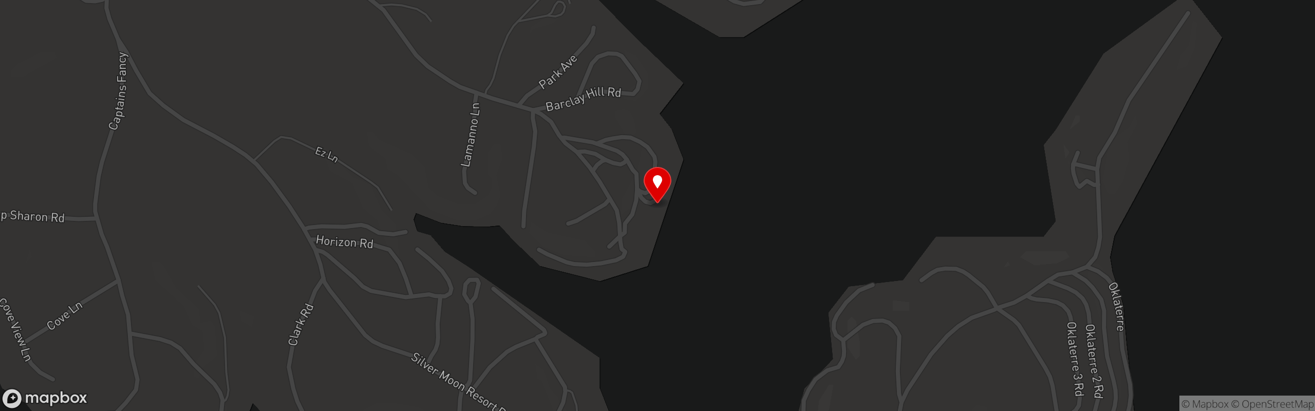 Street map pinning Lake Burger in Gravois Mills