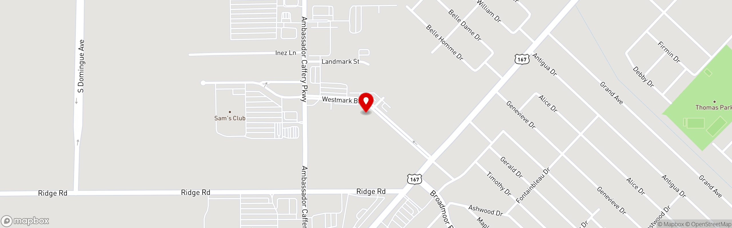 Street map pinning Fat Pat's Bar and Grill in Westmark Blvd