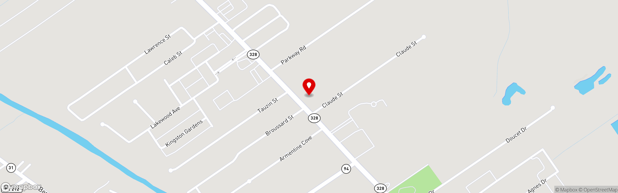 Street map pinning Fat Pat's Bar and Grill in Breaux Bridge