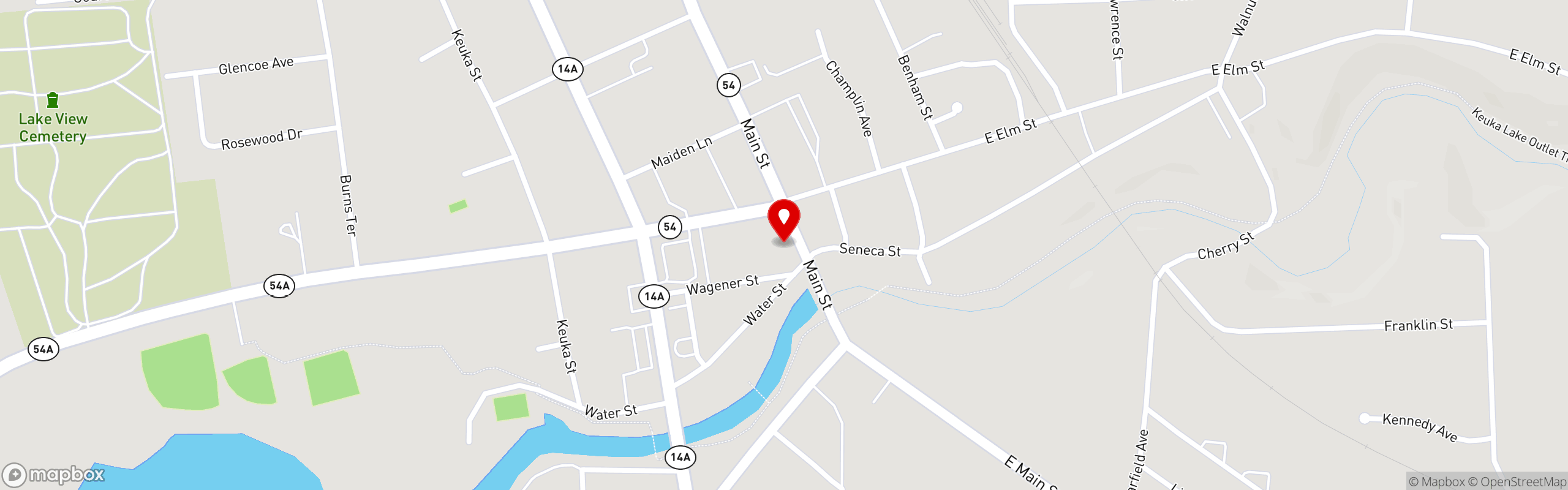 Street map pinning Keuka Restaurant in Keuka Restaurant
